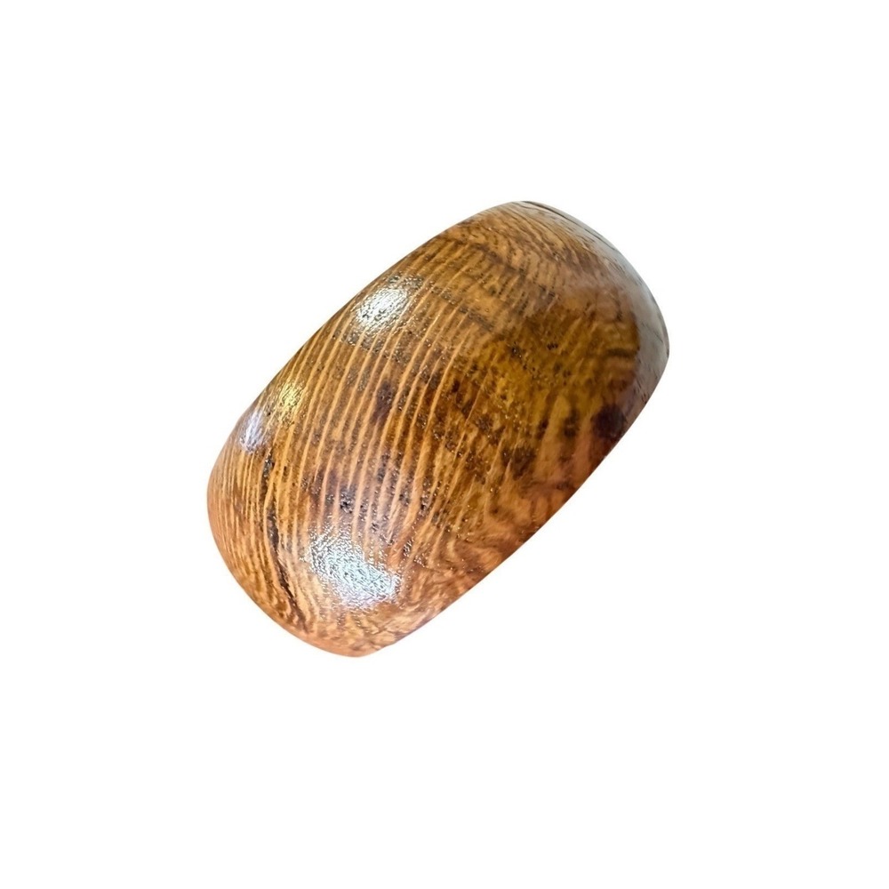 Bangle Natural Wood Grain Bracelet Chunky Wide Round Brown Boho Hippie Jewelry